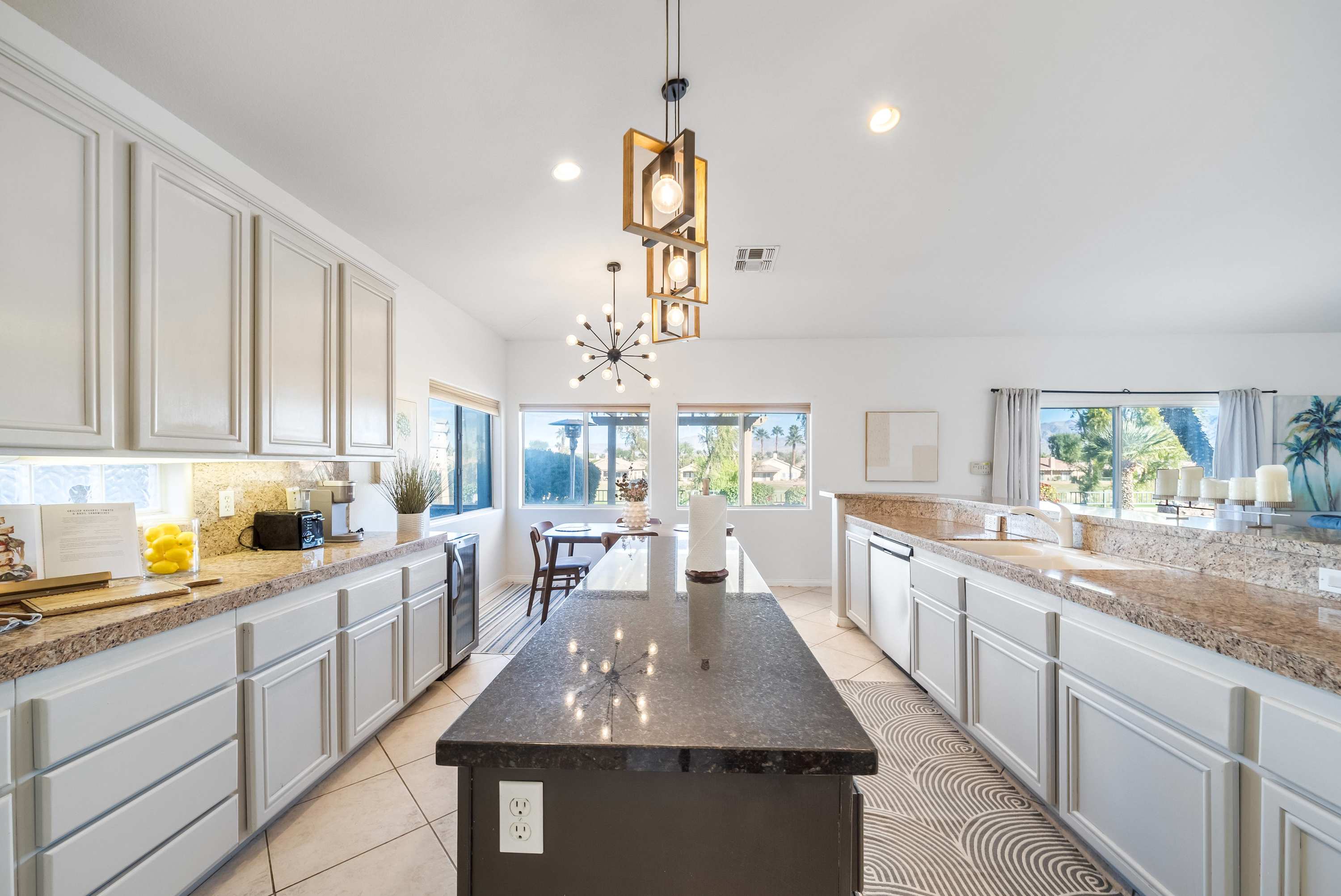 Gourmet kitchen with dual islands